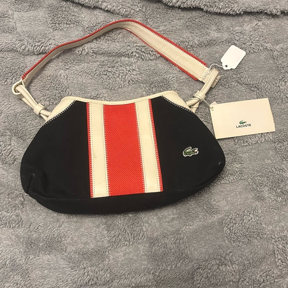 Lacoste Black and Red Shoulder Bag with Sporty Design